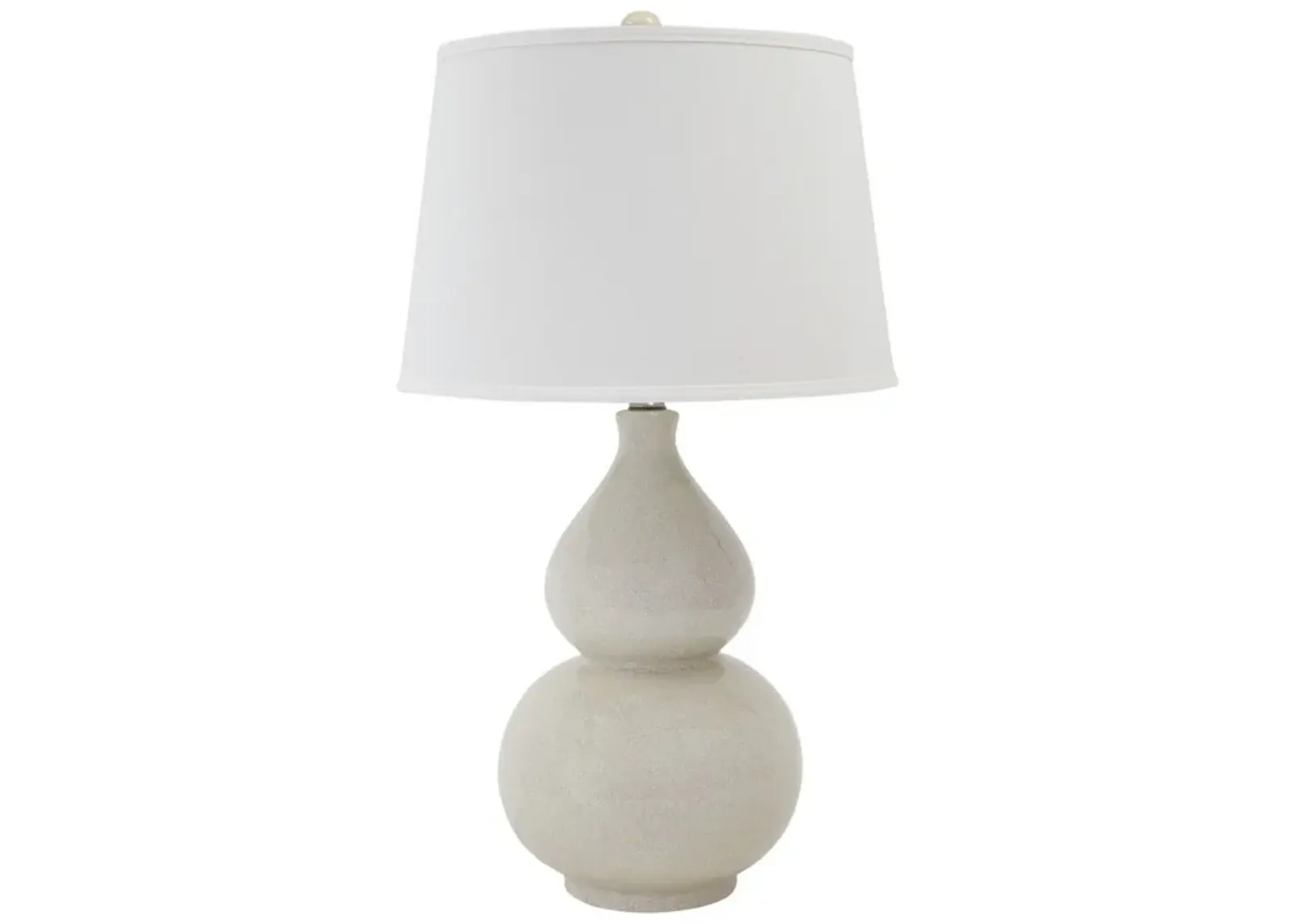 Hardback Shade Table Lamp with Double Gourd Ceramic Base, Cream-Benzara