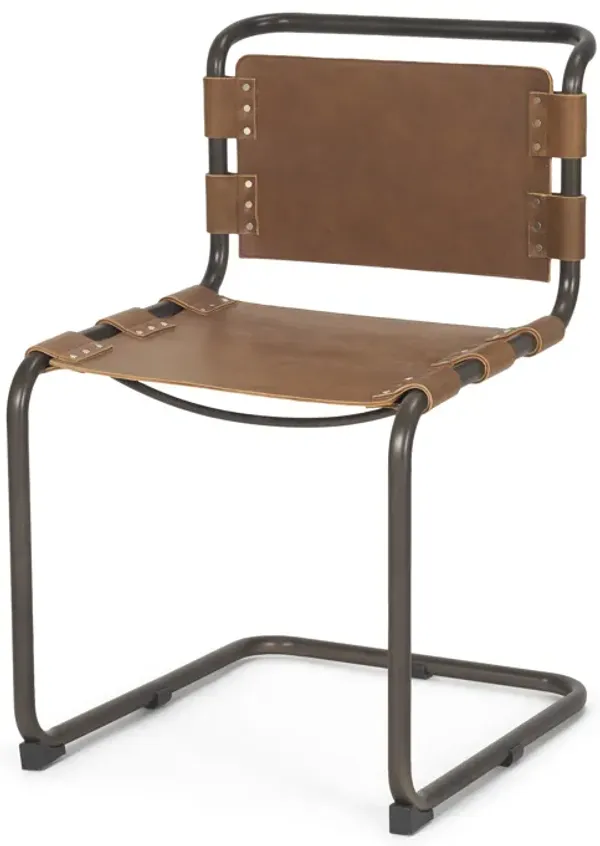 Berbick Brown Leather Dining Chair
