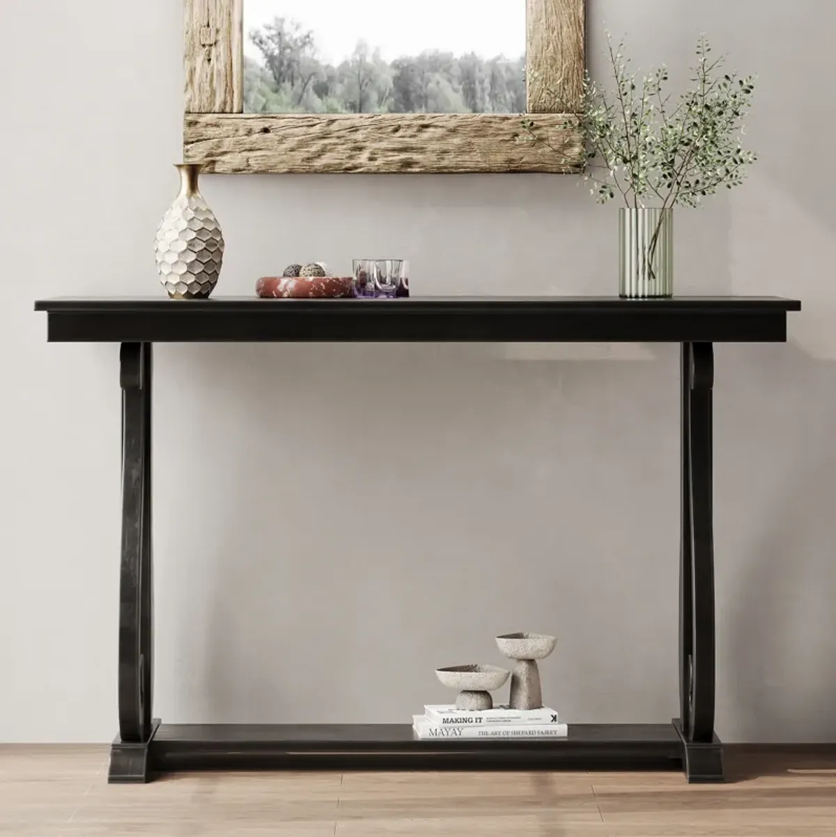 Merax Rustic Vintage Console Table with Open Shelf