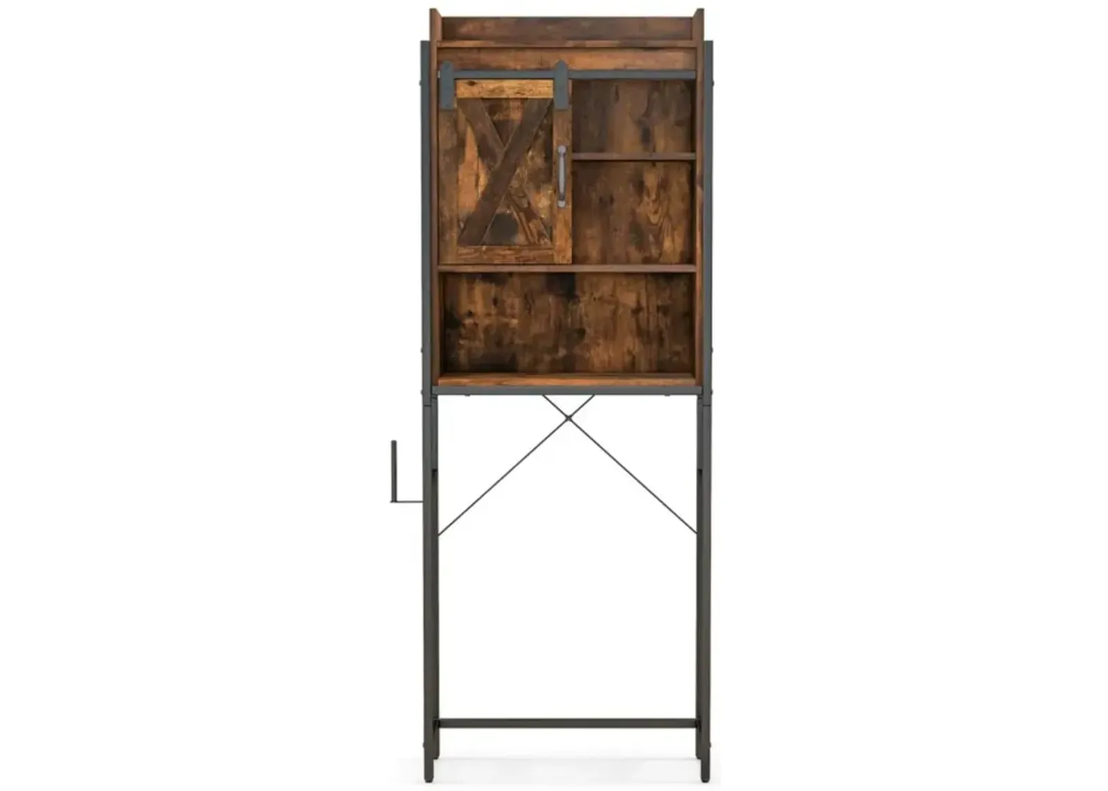 Hivvago 4-Tier Multifunctional Toilet Sorage Cabinet with Adjustable Shelf and Sliding Barn Door