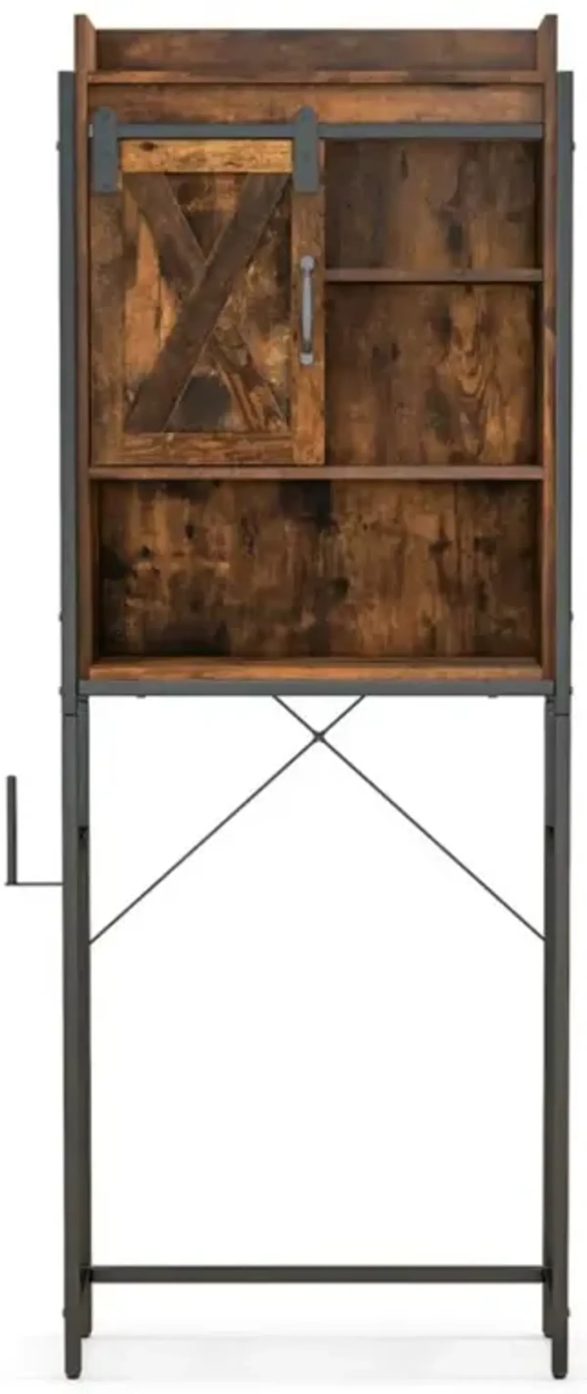 Hivvago 4-Tier Multifunctional Toilet Sorage Cabinet with Adjustable Shelf and Sliding Barn Door