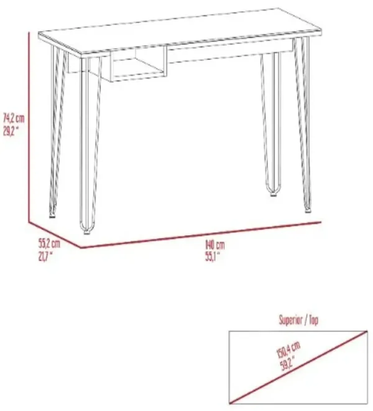 Desk Rolo140, Office, Mahogany