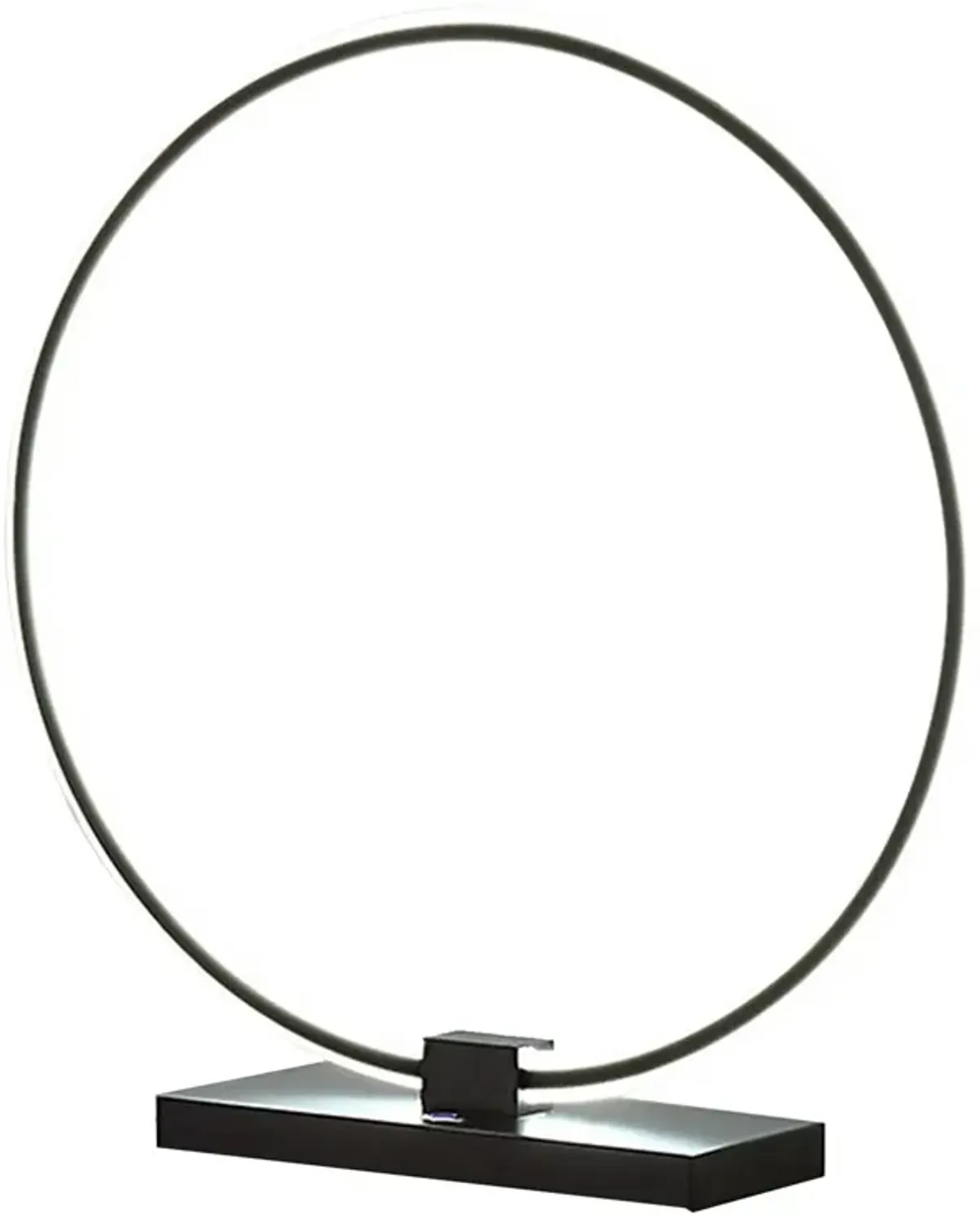 Sine 21 Inch Table Lamp, Modern Circle Ring LED, Sleek Black Metal Base-Benzara