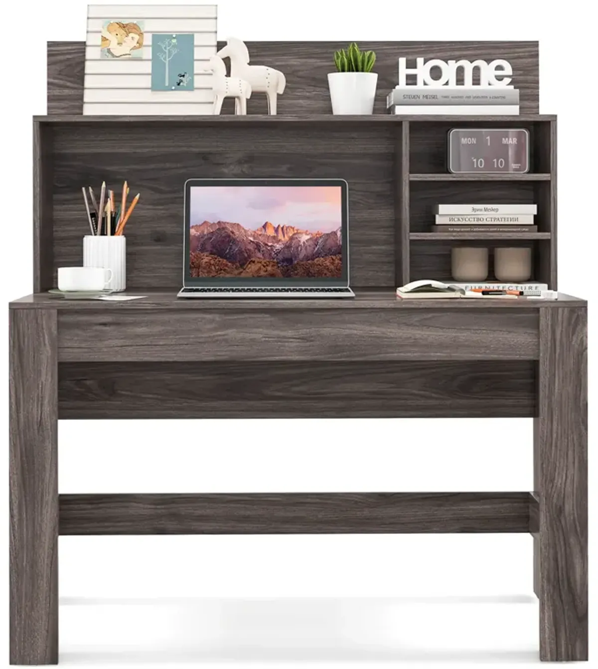 48 Inch Writing Computer Desk with Anti-Tipping Kits and Cable Management Hole-Rustic Brown