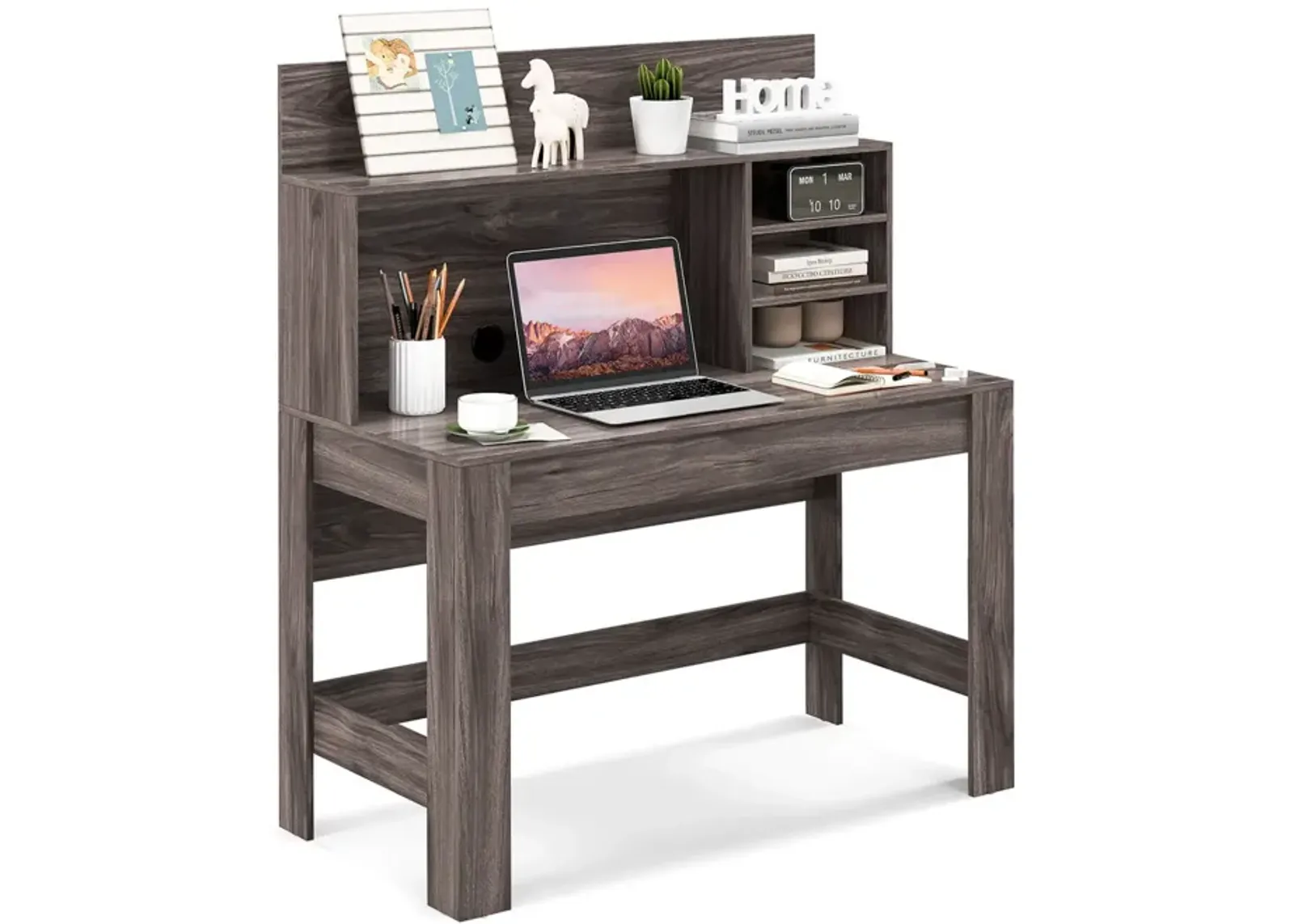 48 Inch Writing Computer Desk with Anti-Tipping Kits and Cable Management Hole-Rustic Brown