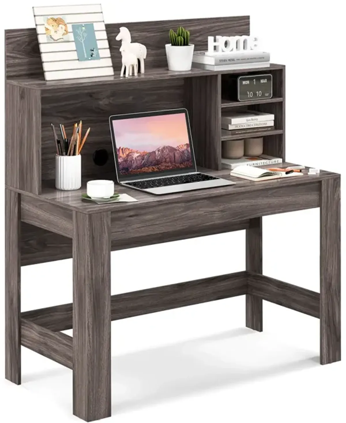 48 Inch Writing Computer Desk with Anti-Tipping Kits and Cable Management Hole-Rustic Brown