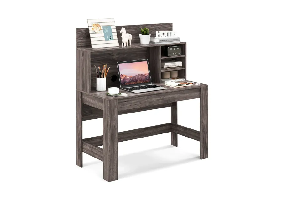 48 Inch Writing Computer Desk with Anti-Tipping Kits and Cable Management Hole-Rustic Brown