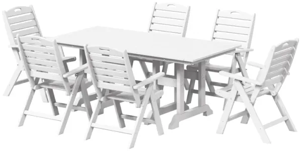 WestinTrends 7-Piece HDPE Rectangular Patio Dining Table Set with Foldable Chairs