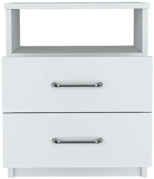 Durable Wood Nightstand with Two Drawers – Modern Bedside Table