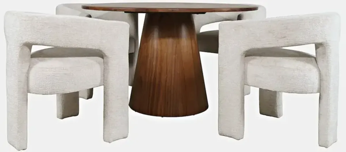 Jofran Gwen Luxury Mid-Century Modern Five Piece Dining Set with Upholstered Chairs