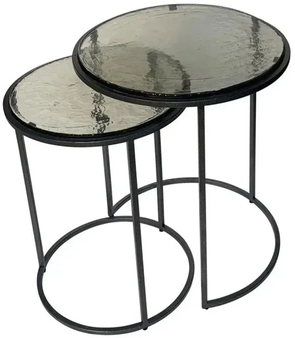 Carolina Living Serena Nesting Tables - Antique Textured Silver - Antique Gold