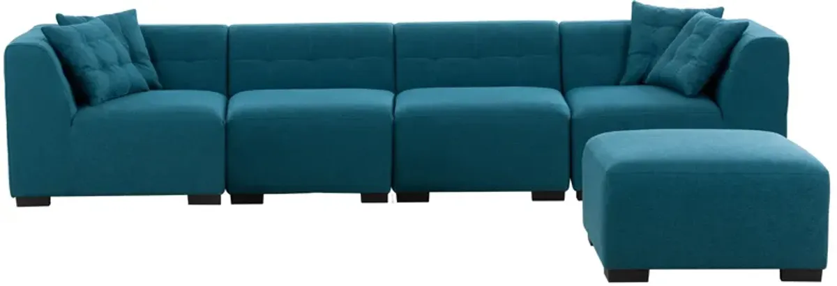 Sectional Sofa with Removable Ottoman Green