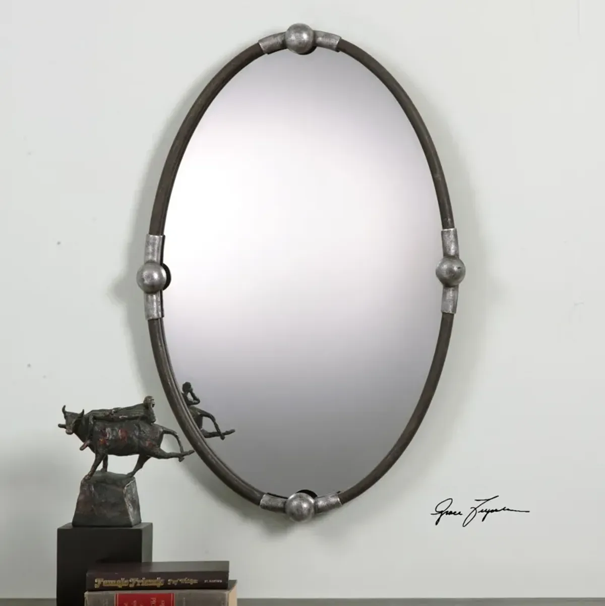 Uttermost Carrick Black Oval Mirror