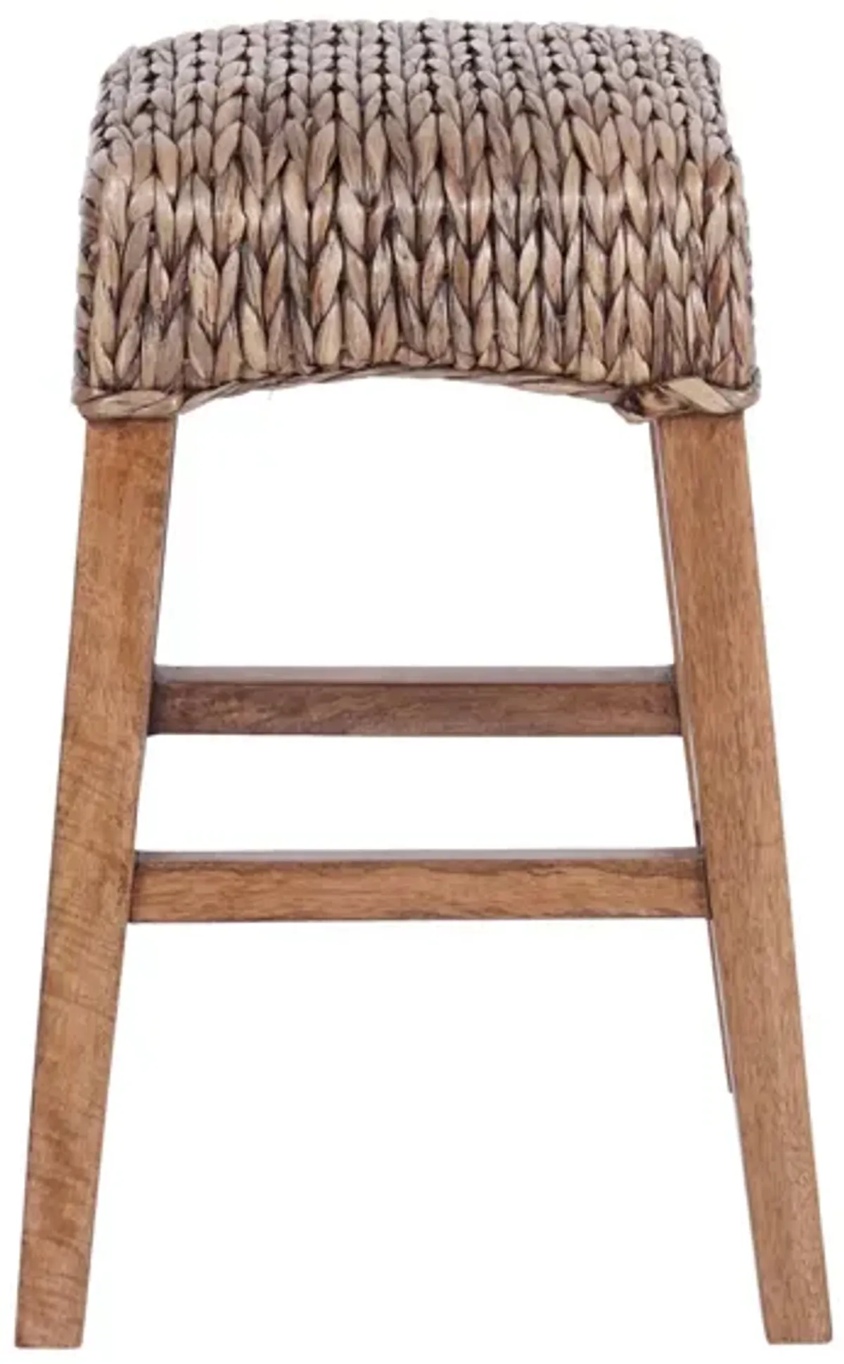 Maui Rustic Bohemian Hyacinth/Wood Backless Bar Stool