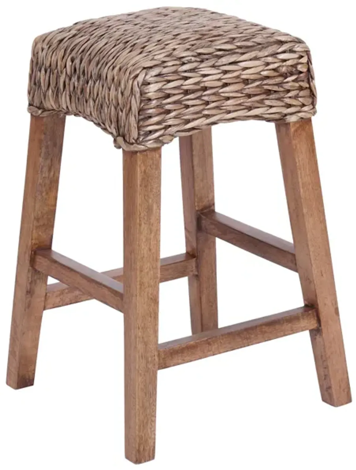 Maui Rustic Bohemian Hyacinth/Wood Backless Bar Stool