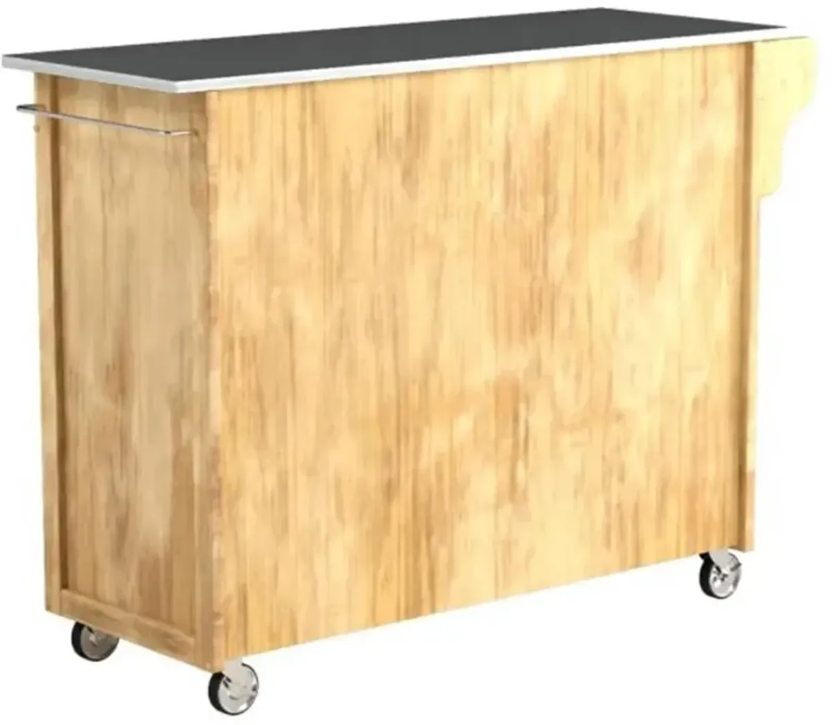 Stainless Steel Top Wooden Kitchen Cart Island with Casters