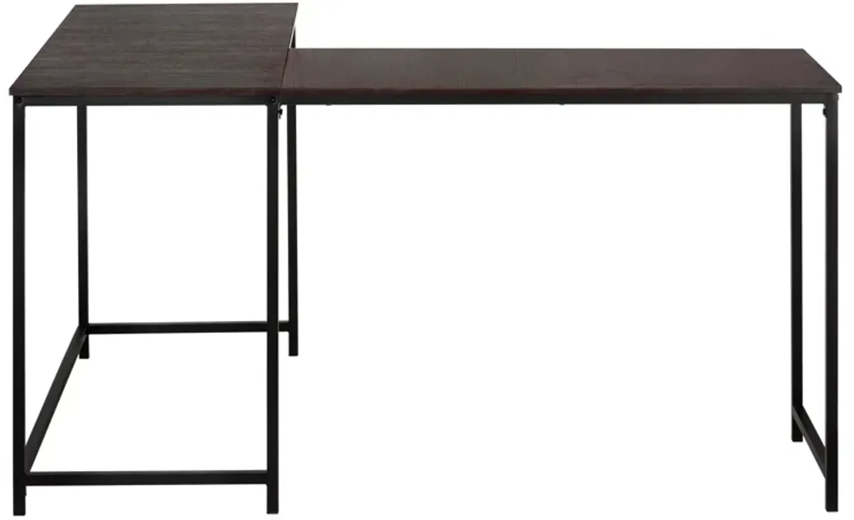 Monarch Specialties I 7390 Computer Desk, Home Office, Corner, 58"L, L Shape, Work, Laptop, Metal, Laminate, Brown, Black, Contemporary, Modern