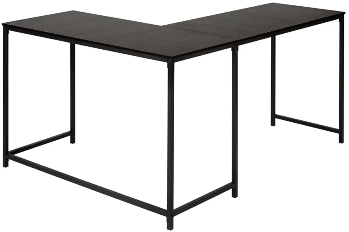 Monarch Specialties I 7390 Computer Desk, Home Office, Corner, 58"L, L Shape, Work, Laptop, Metal, Laminate, Brown, Black, Contemporary, Modern