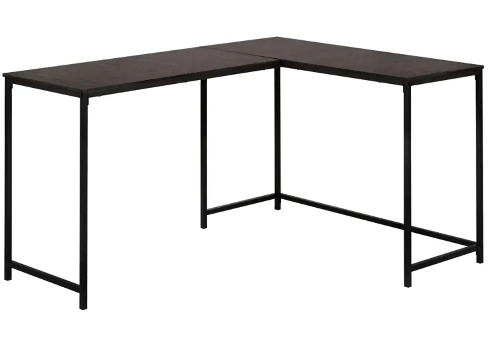 Monarch Specialties I 7390 Computer Desk, Home Office, Corner, 58"L, L Shape, Work, Laptop, Metal, Laminate, Brown, Black, Contemporary, Modern