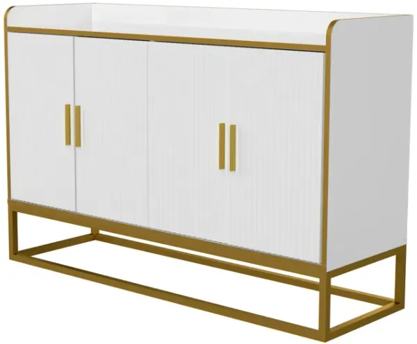 Modern Kitchen Buffet Storage Cabinet Cupboard White Gloss With Metal Legs For Living Room Kitchen