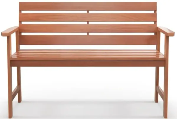 Hivvago Patio Hardwood Bench Wood 2-Seat Chair with Breathable Slatted Seat & Inclined Backrest