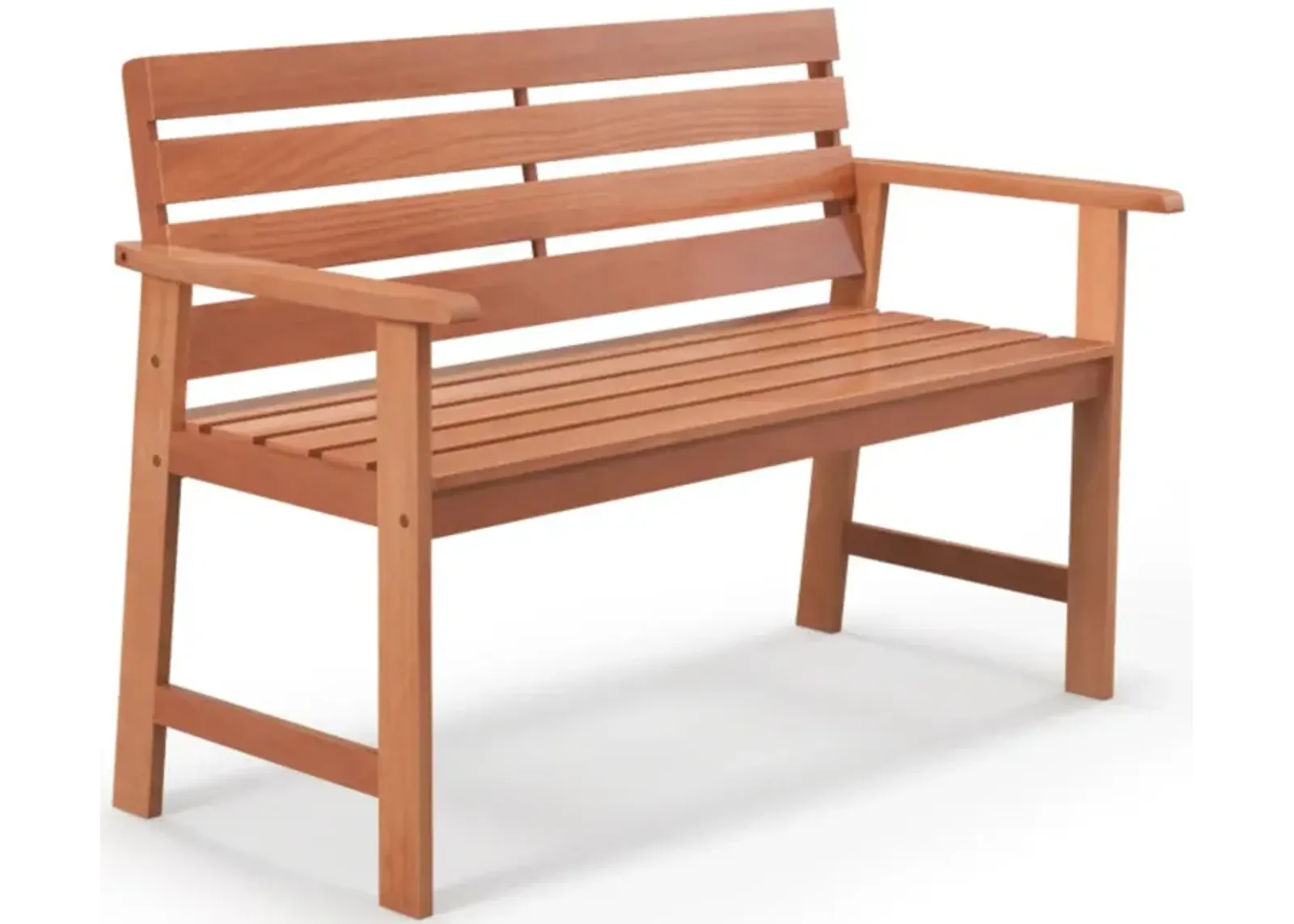 Hivvago Patio Hardwood Bench Wood 2-Seat Chair with Breathable Slatted Seat & Inclined Backrest