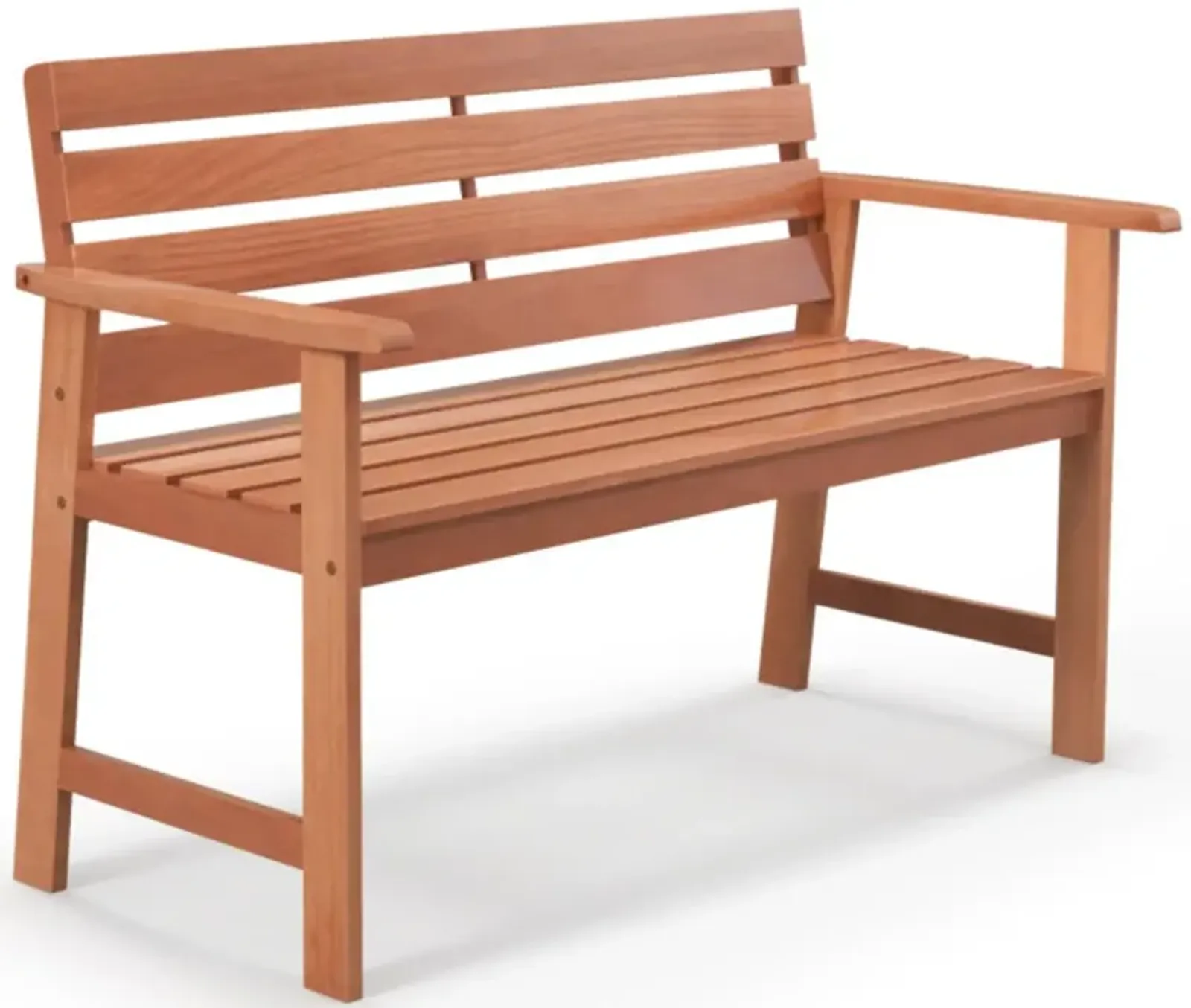 Hivvago Patio Hardwood Bench Wood 2-Seat Chair with Breathable Slatted Seat & Inclined Backrest