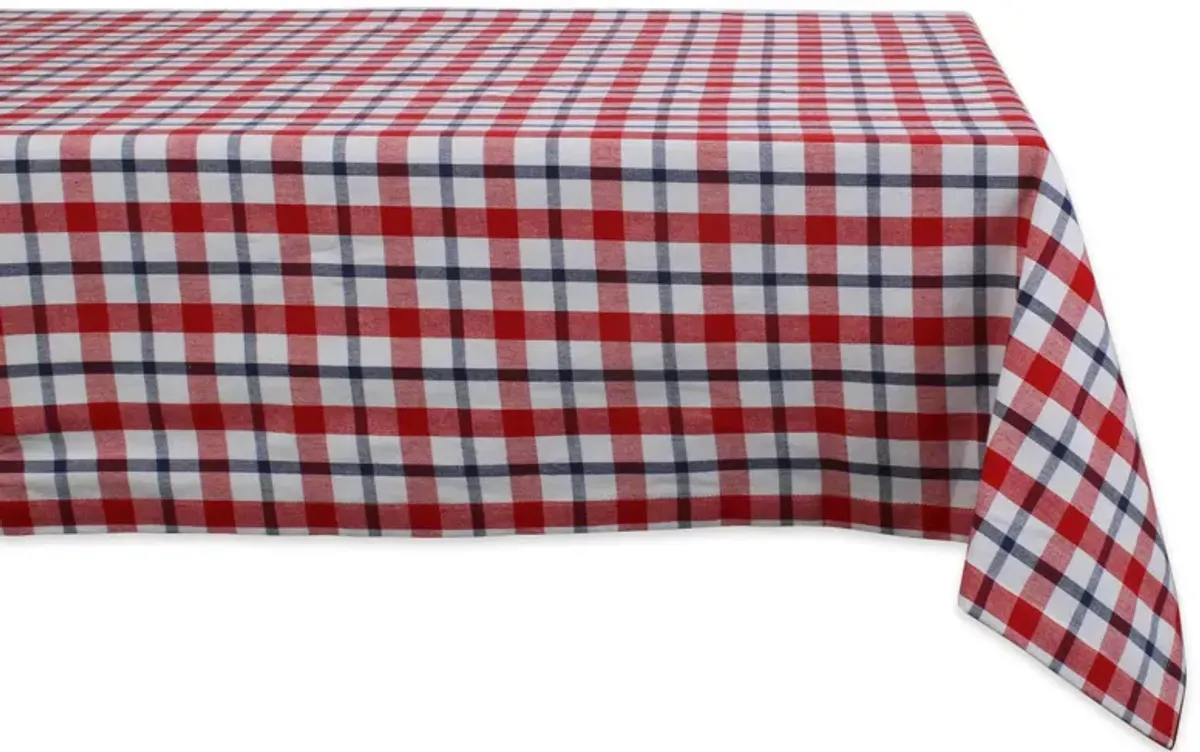 52" x 52" Red and White Classic Plaid Table Cloth