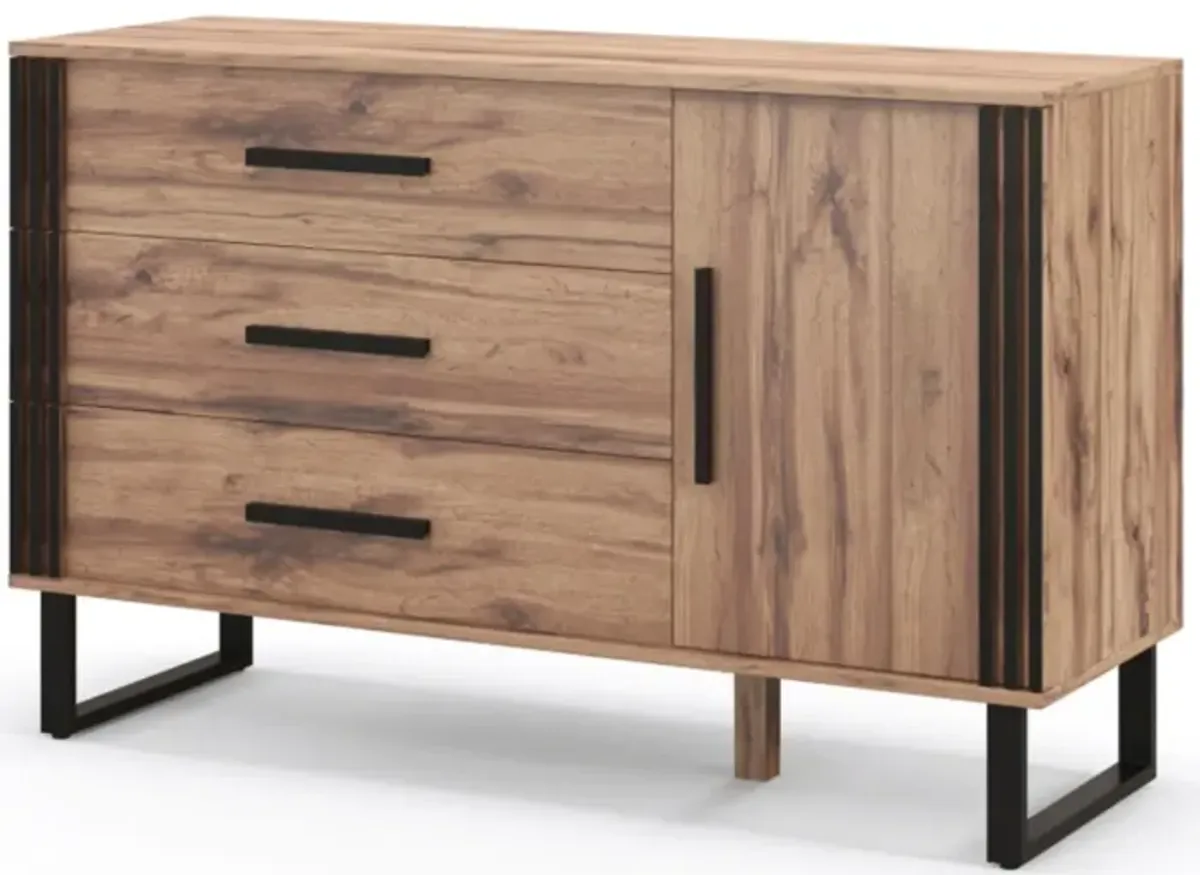 Hivvago Sideboard Buffet Cabinet Credenza Storage Cabinet with 3 Drawers