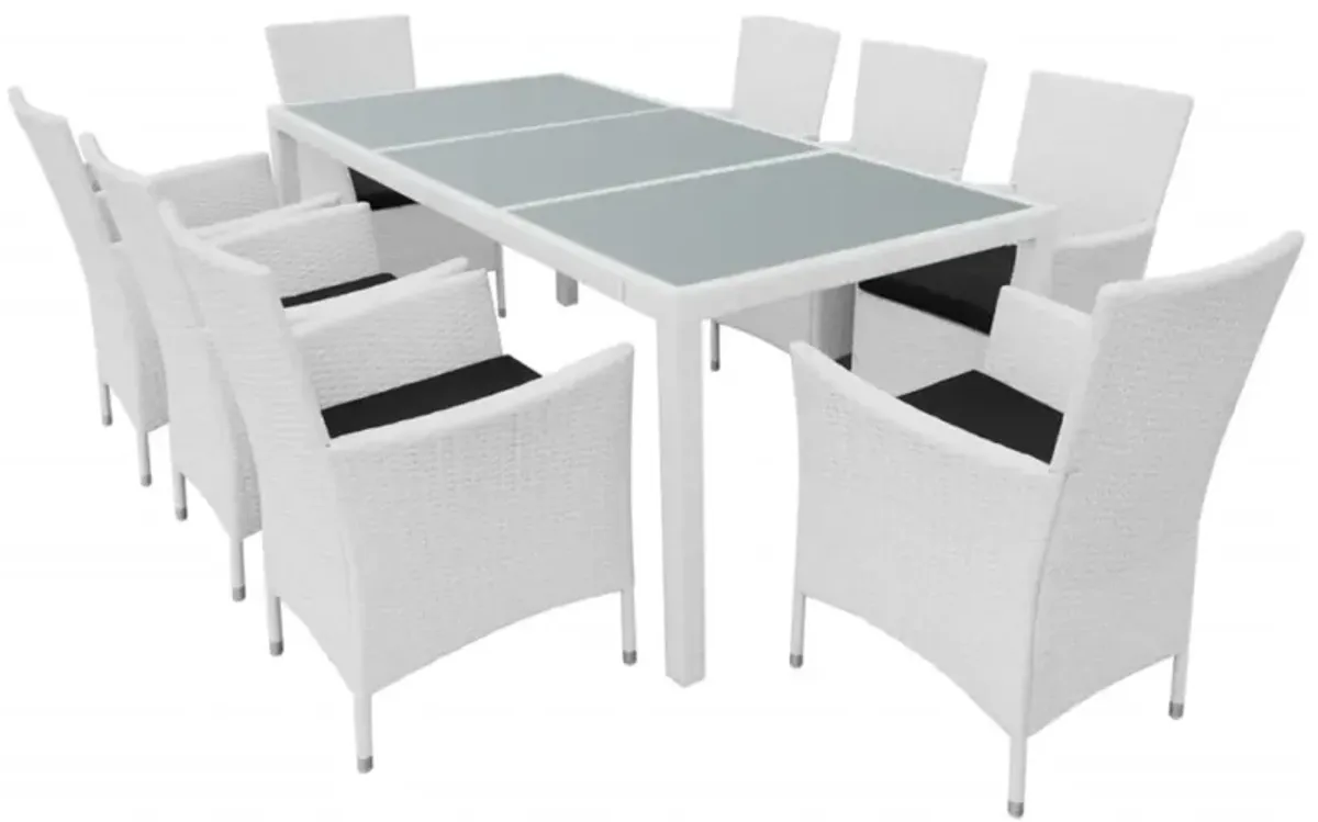 vidaXL 9 Piece Outdoor Dining Set Poly Rattan Cream White