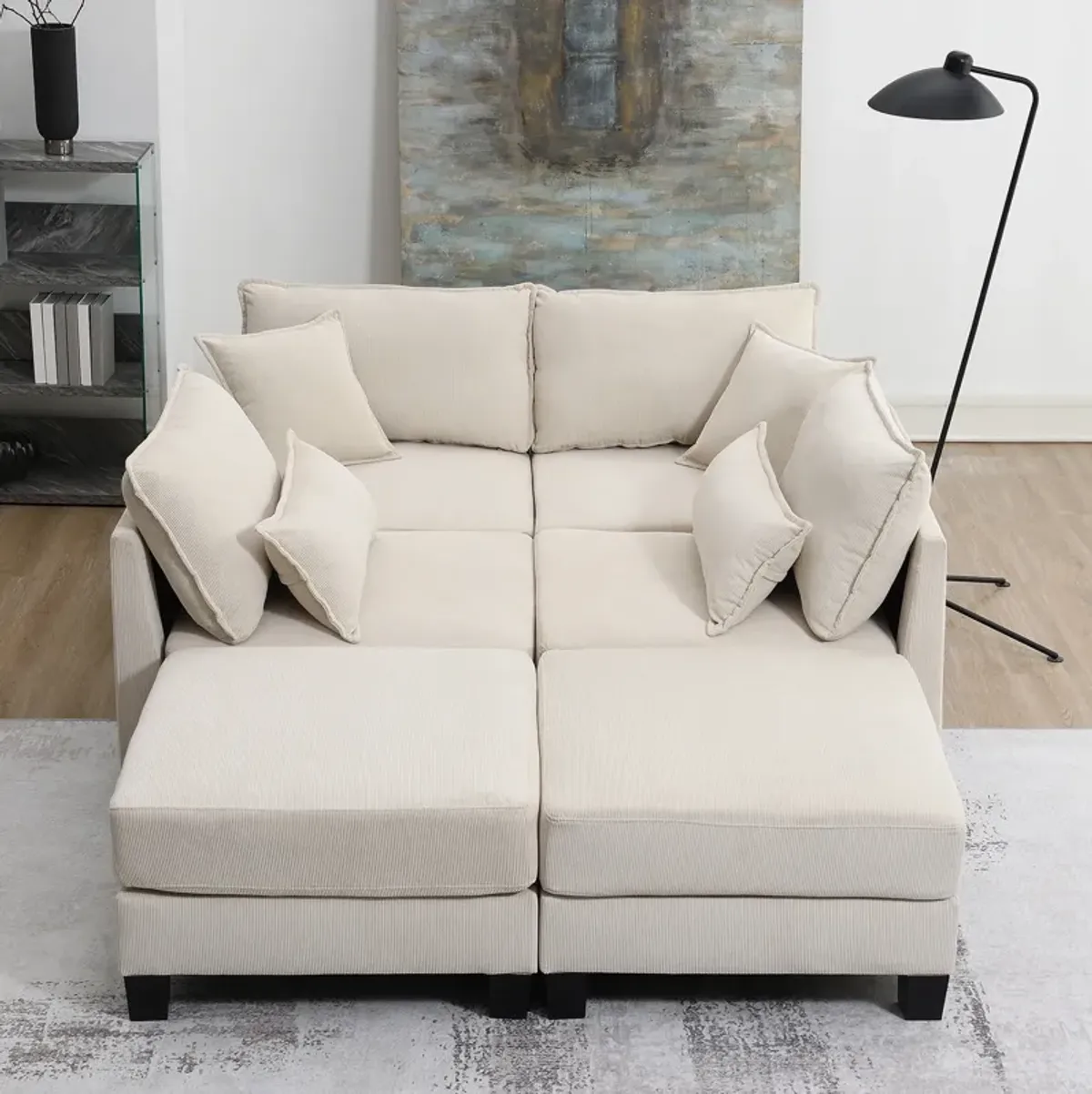 Merax Corduroy Modular Sectional Sofa U-Shaped Couch