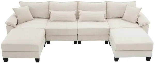 Merax Corduroy Modular Sectional Sofa U-Shaped Couch