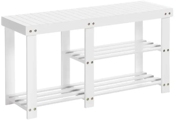 Bamboo Shoe Bench with Rack - Ideal for Boots and Entryway Storage Organization