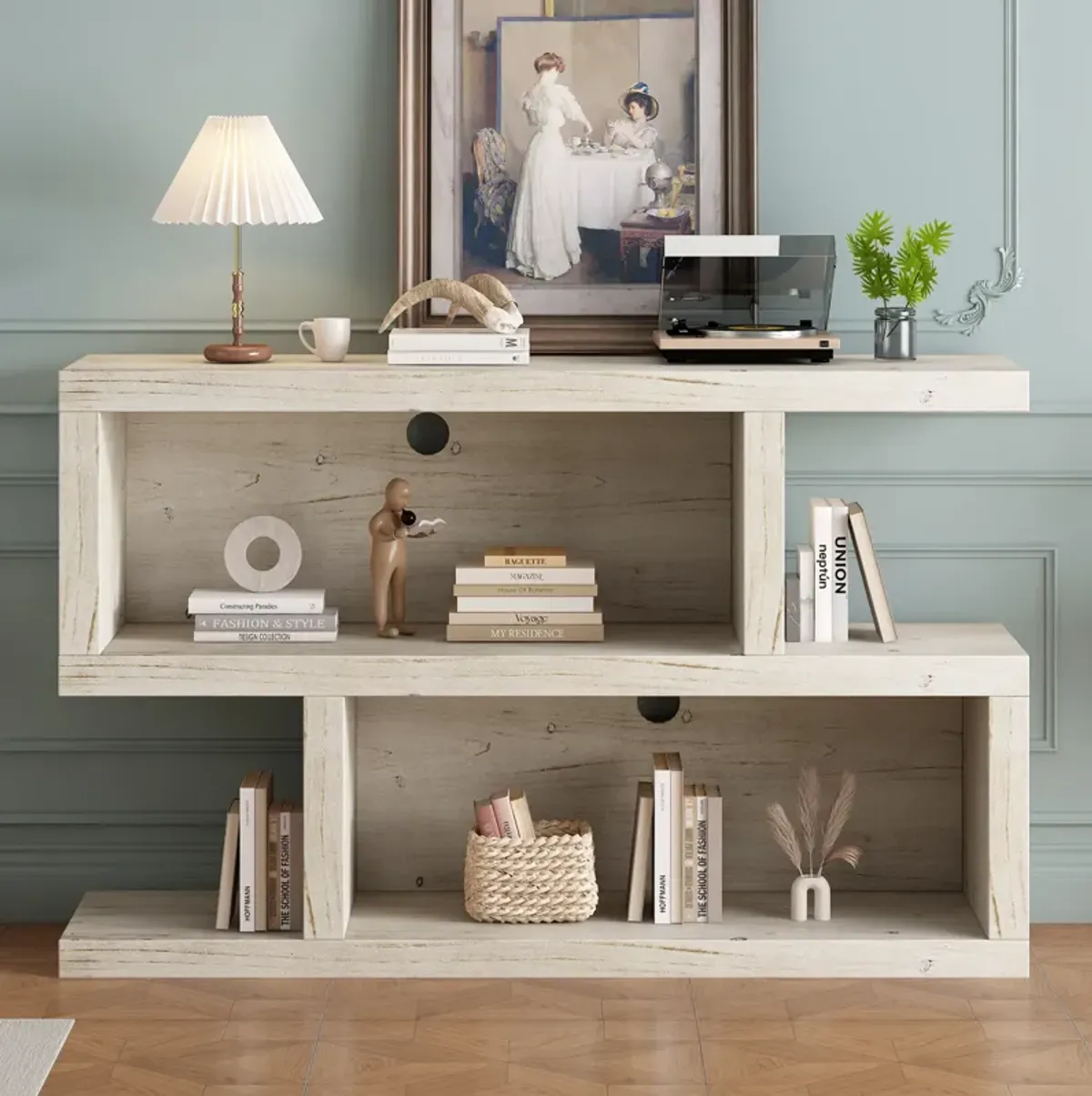 Merax Retro Console Table with 2-Tier Open Shelf