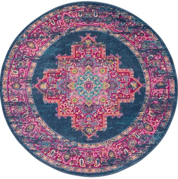 Passion PSN03 Blue 4' x Round Rug