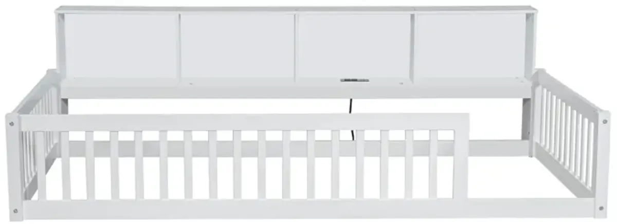 Merax Floor Bed with Storage Cabinets and USB Ports