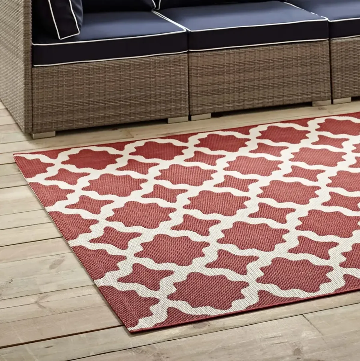 Cerelia Moroccan Trellis 5x8 Indoor and Outdoor Area Rug - Red and Beige