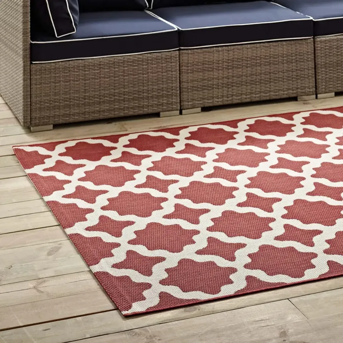 Cerelia Moroccan Trellis 5x8 Indoor and Outdoor Area Rug - Red and Beige