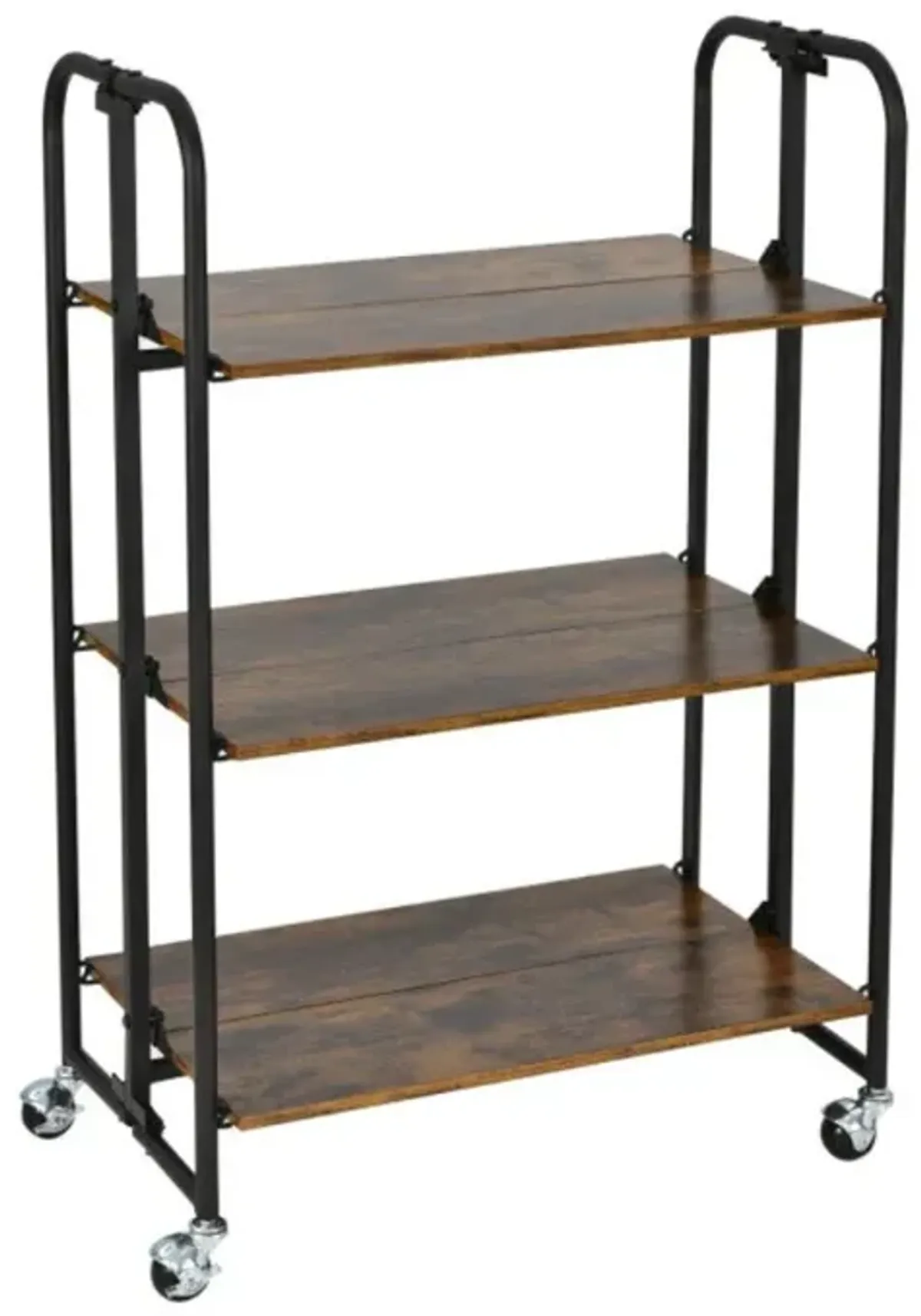 Hivvago Foldable Rolling Cart with Storage Shelves for Kitchen