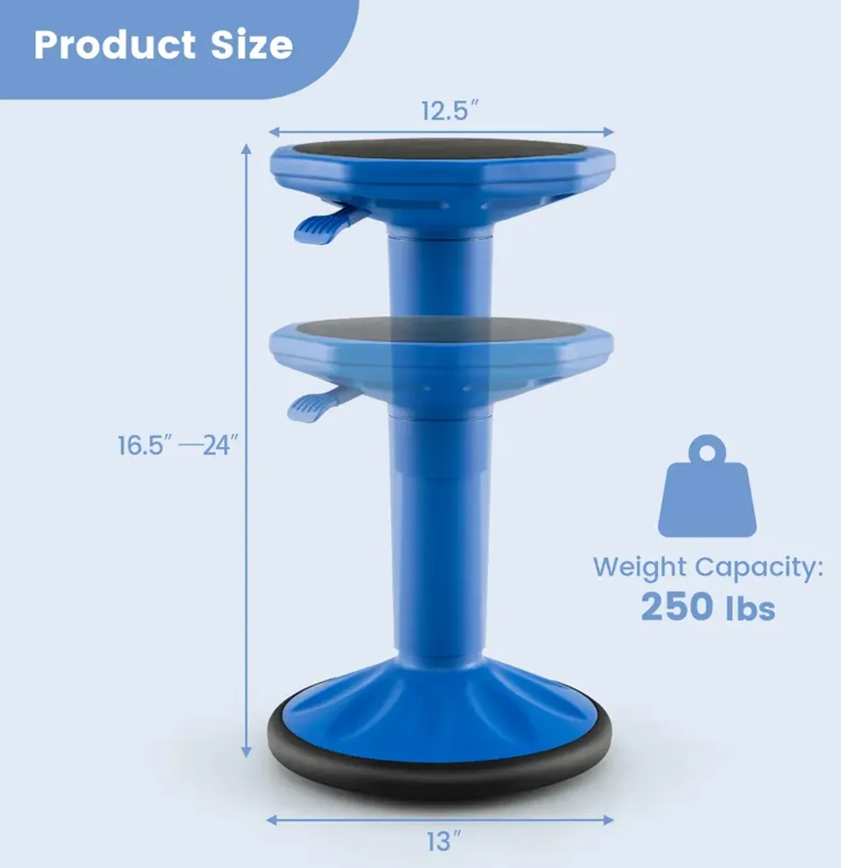 Adjustable-Height Wobble Chair Active Learning Stool for Office Stand Up Desk