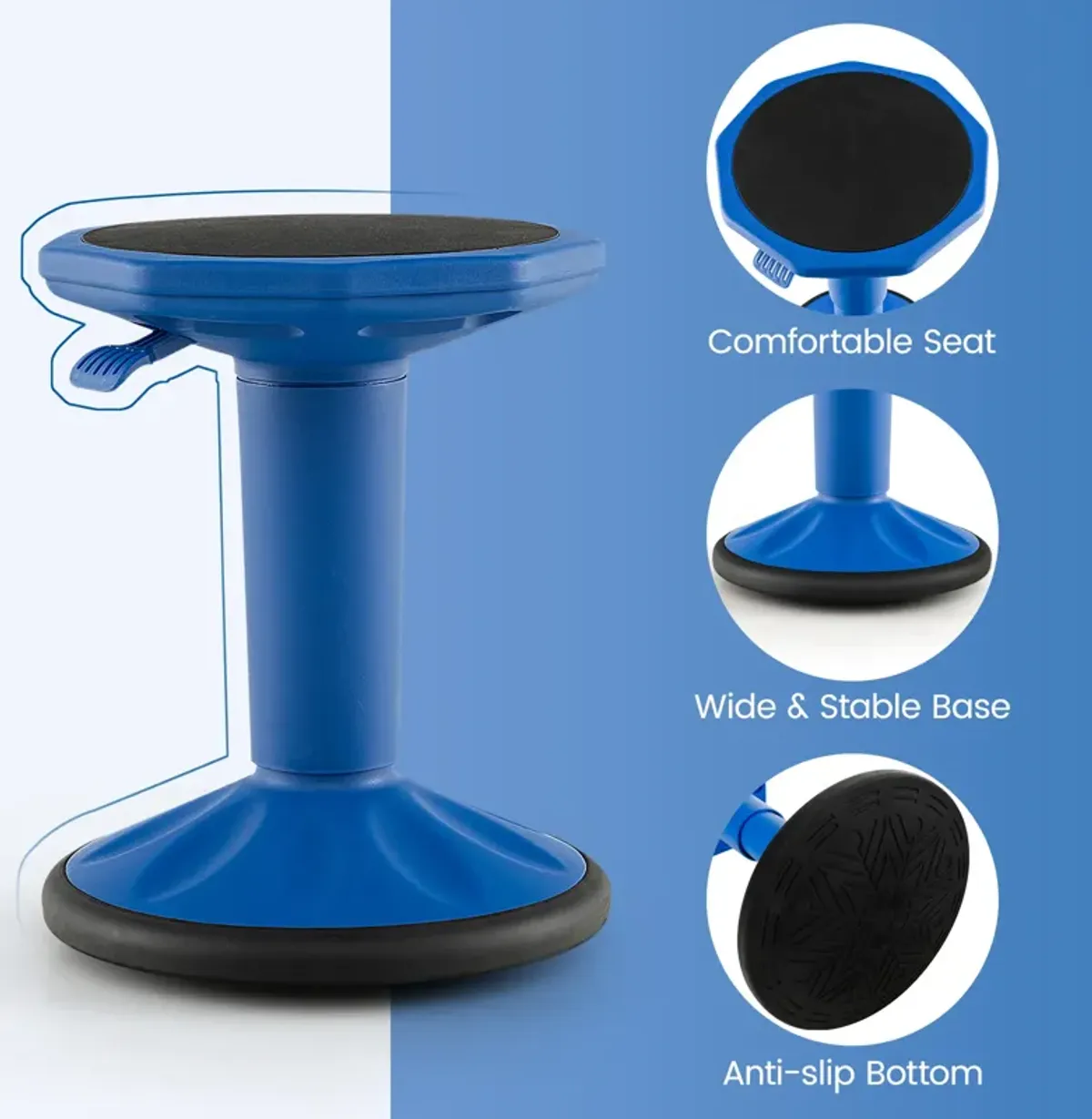 Adjustable-Height Wobble Chair Active Learning Stool for Office Stand Up Desk