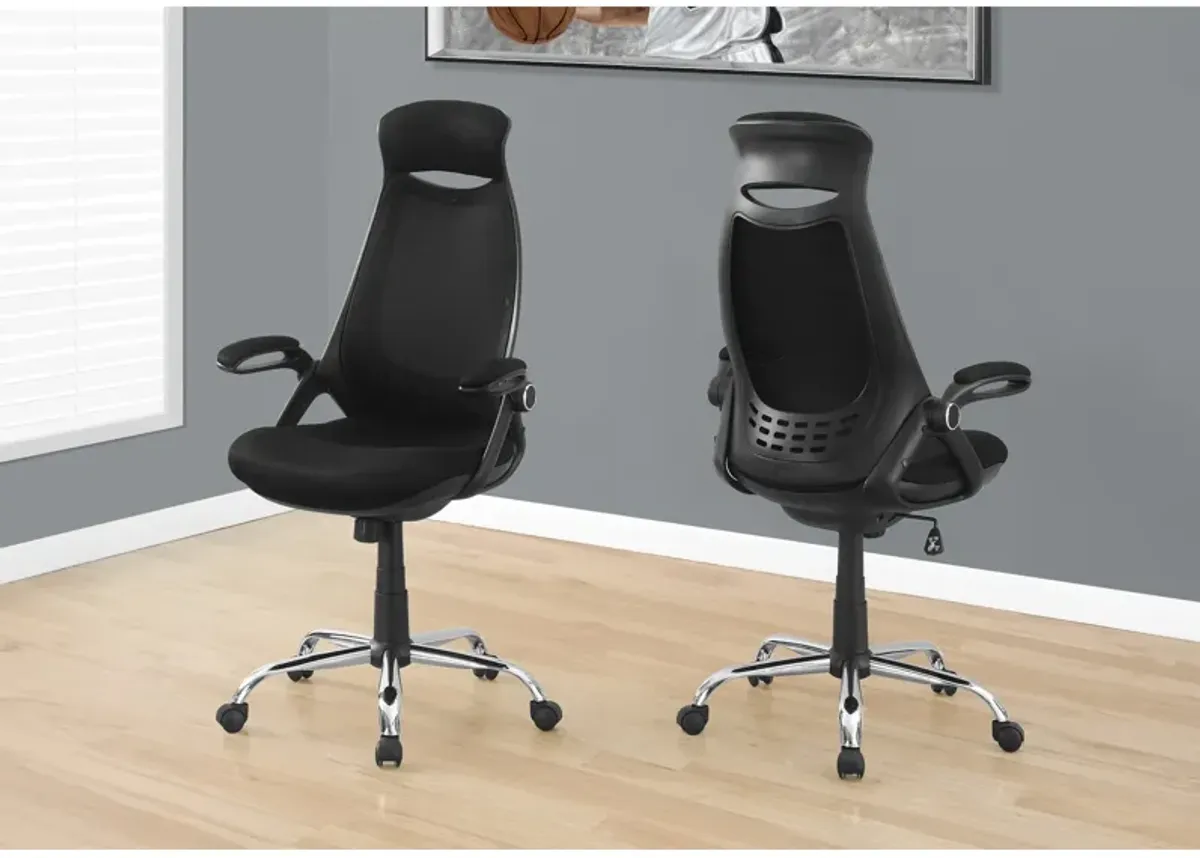 Monarch Specialties I 7268 Office Chair, Adjustable Height, Swivel, Ergonomic, Armrests, Computer Desk, Work, Metal, Mesh, Black, Chrome, Contemporary, Modern