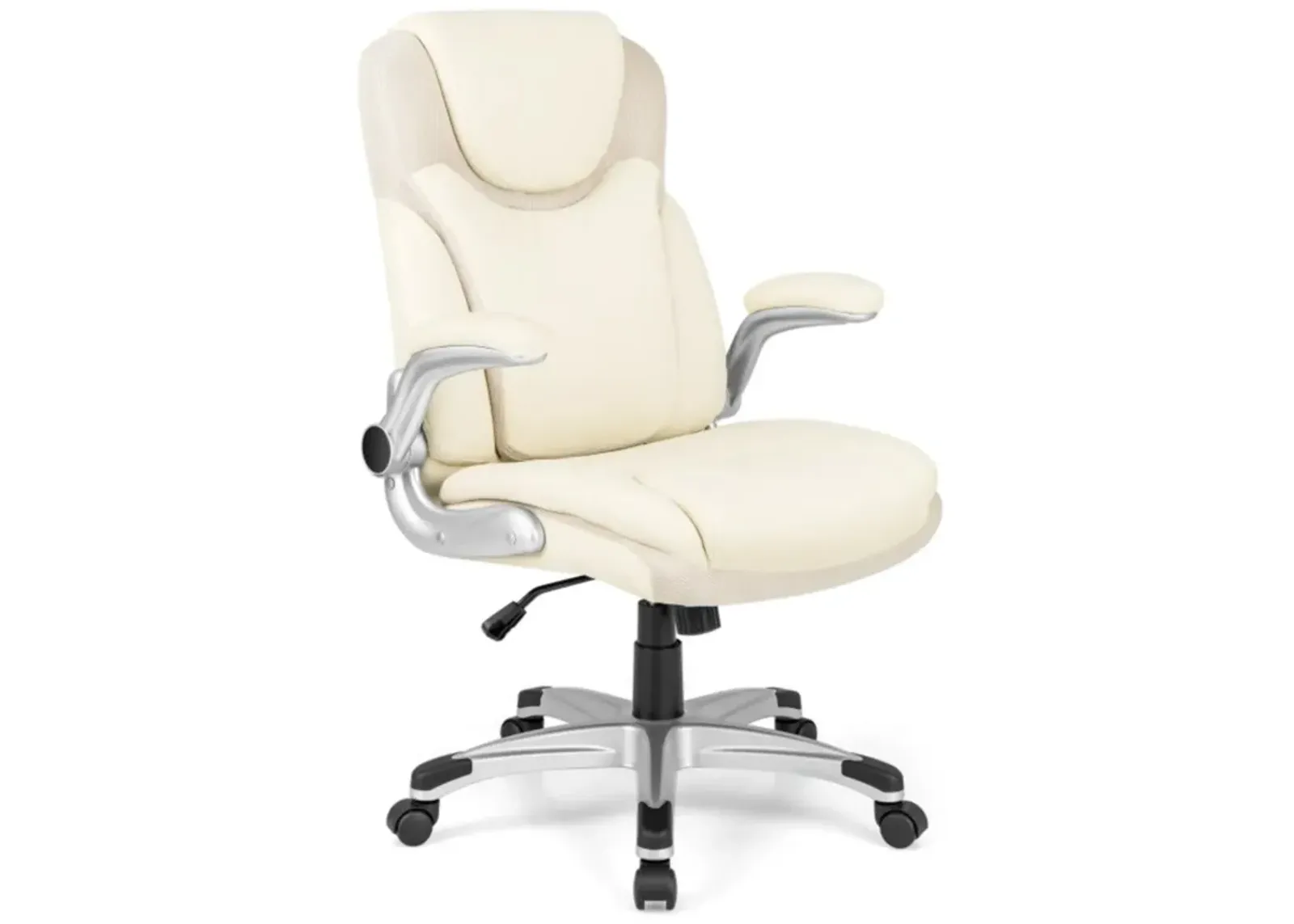 Hivvago Ergonomic Office PU Leather Executive Chair with Flip-up Armrests and Rocking Function