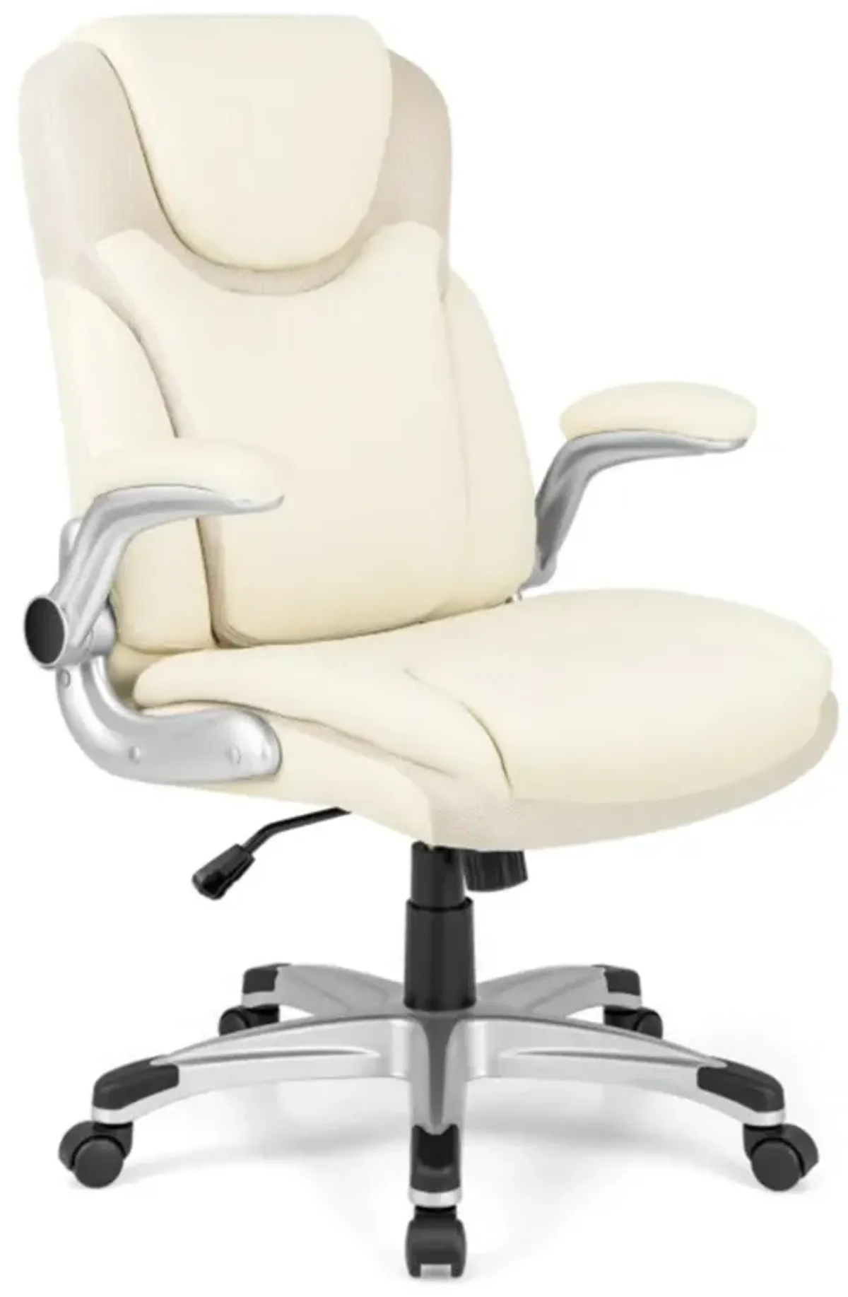 Hivvago Ergonomic Office PU Leather Executive Chair with Flip-up Armrests and Rocking Function