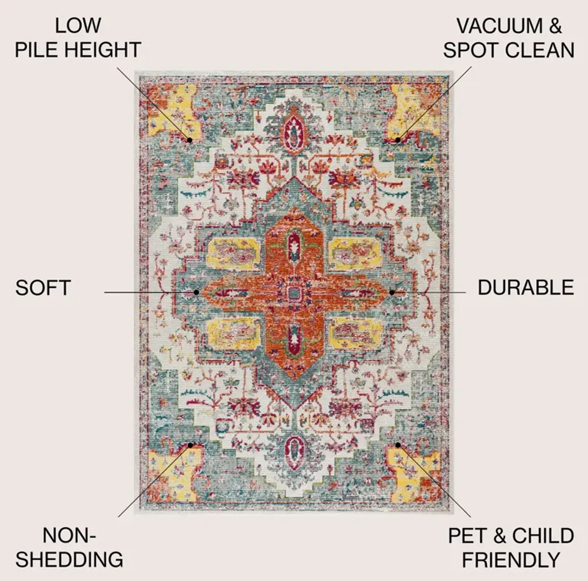 Zafra Vintage Medallion Area Rug