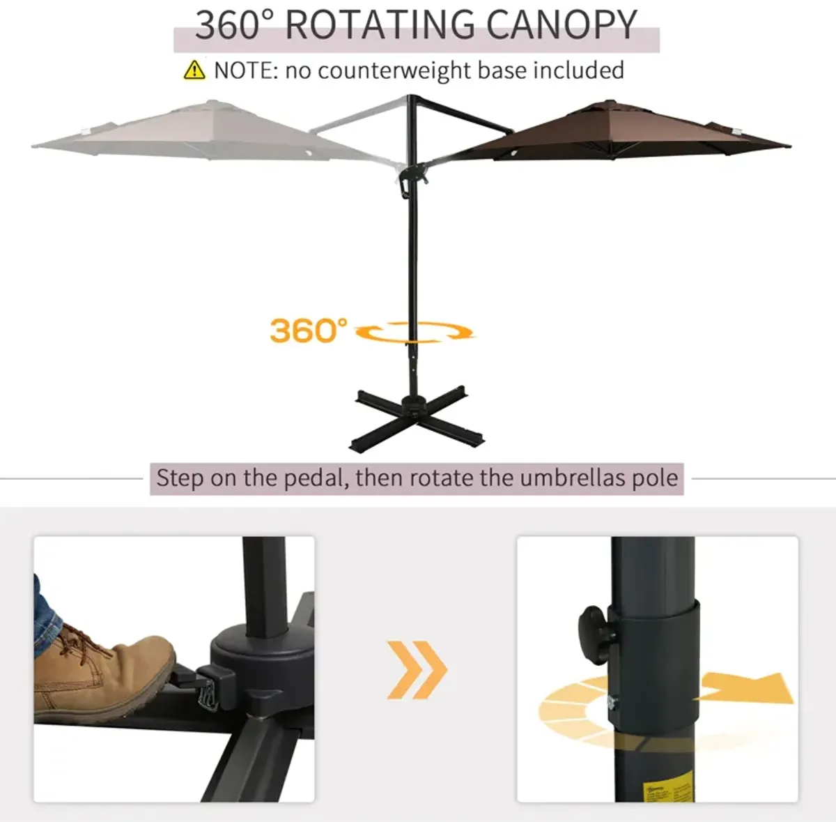 Outdoor Porch Canopy Covered Umbrella Pole with UV Resistance and 360 Rotation