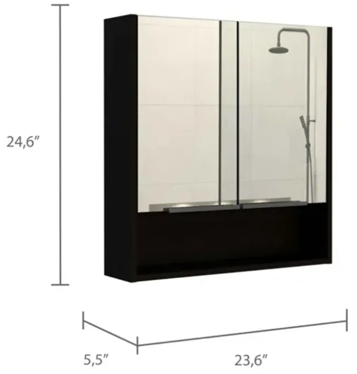 Medicine Cabinet With Mirror Lexington, Bathroom, Black