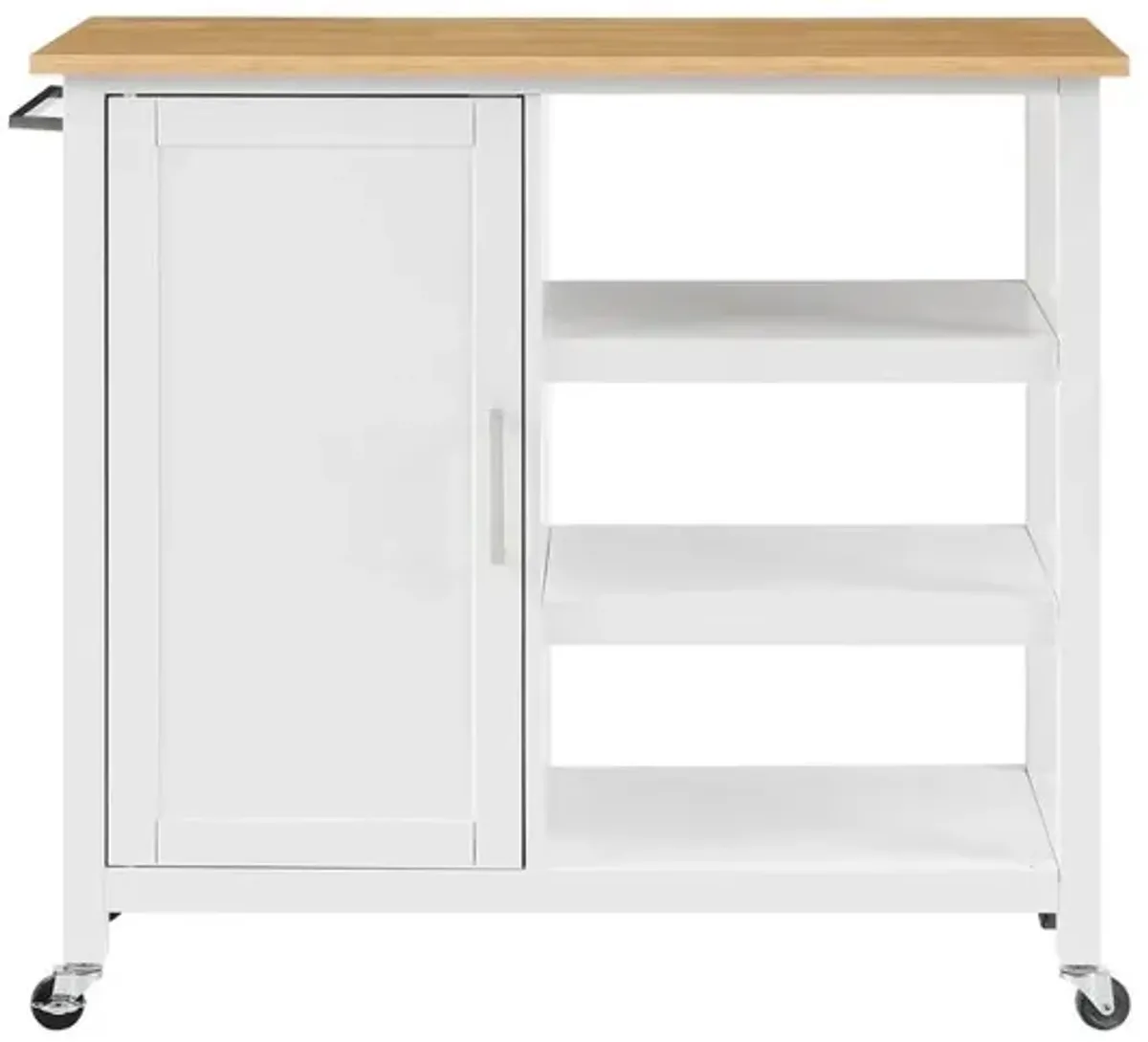 Tristan Open Kitchen Island/Cart White/Natural