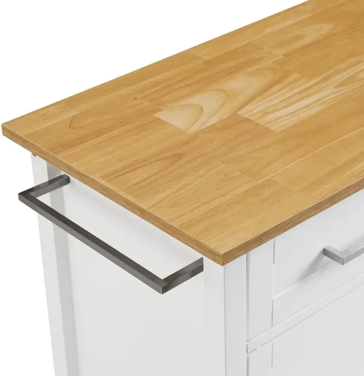 Tristan Open Kitchen Island/Cart White/Natural