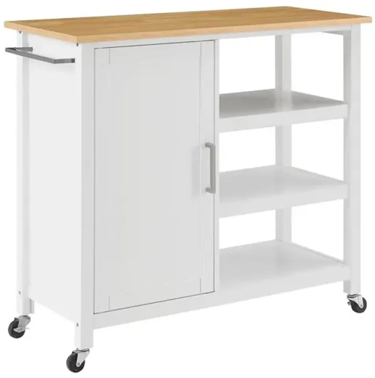 Tristan Open Kitchen Island/Cart White/Natural